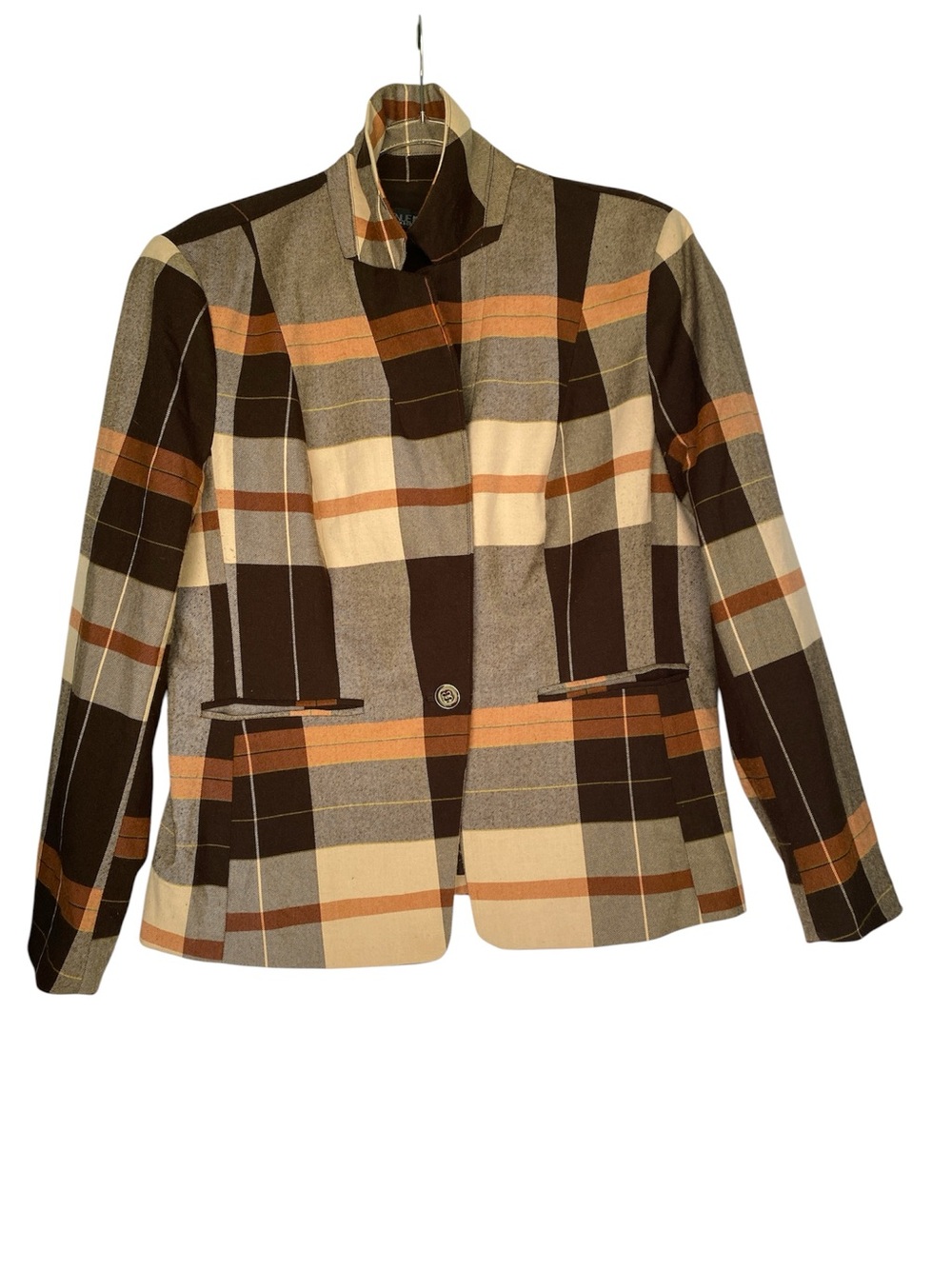7th Avenue Design Studio New York & Co Plaid Lined Blazer Single-Breasted 12